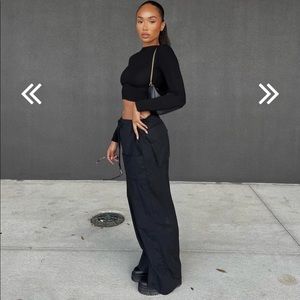 Local European WIDE LEG MULTI POCKET PANT -BLACK XS/S NWT SOLD OUT!